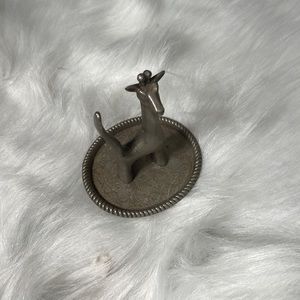 VINTAGE SILVER-PLATED GIRAFFE RING HOLDER!  4 X 3 1/2 INCH